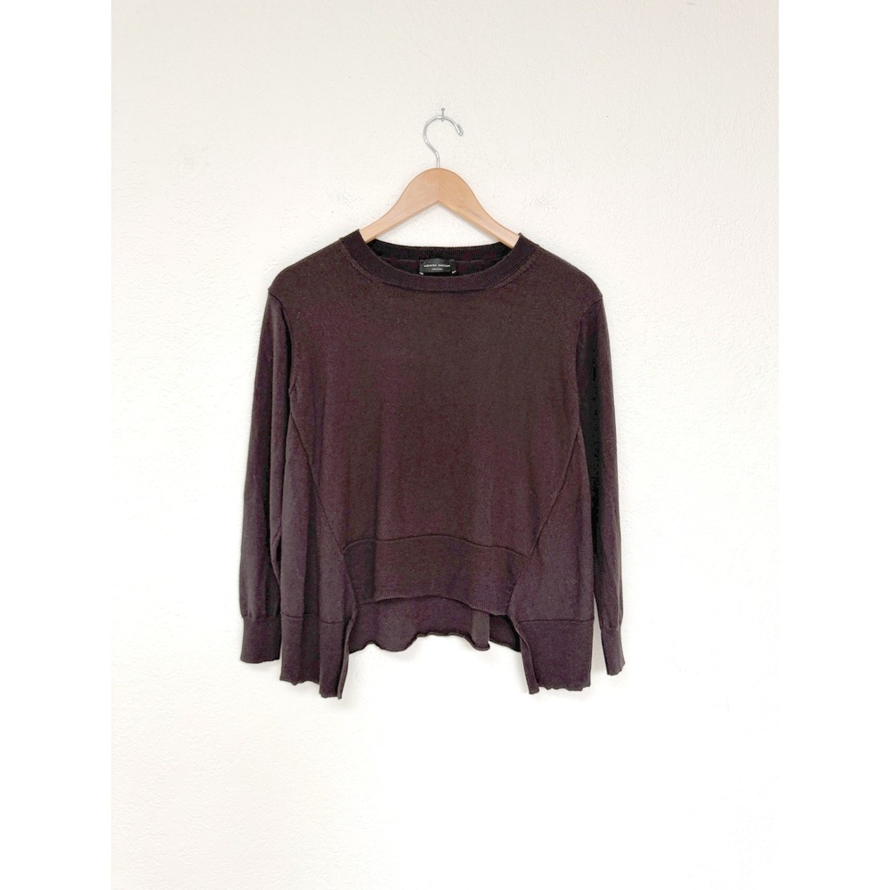 Roberto Collina Brown Merino Wool Asymmetrical Layered Hem Sweater XS Italy